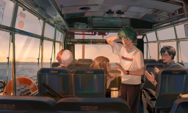 Человек в автобусе арт