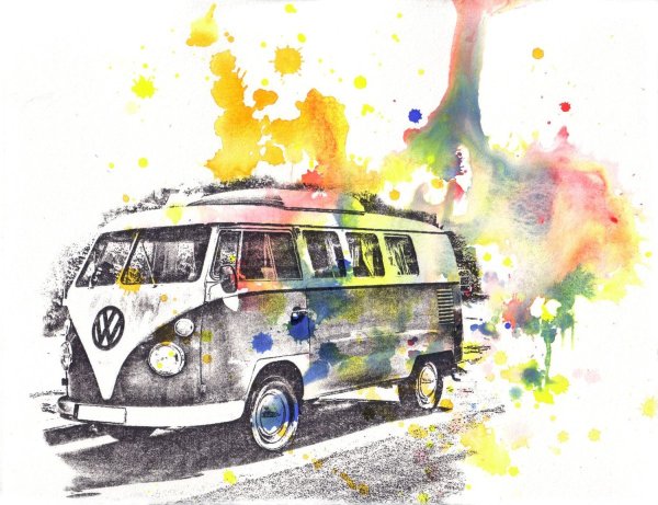 Автобус акварель