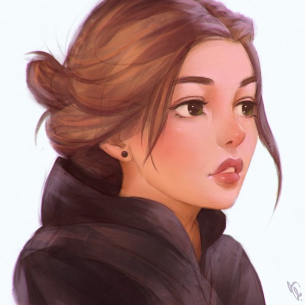 Мультяшная девочка с каштановыми волосами