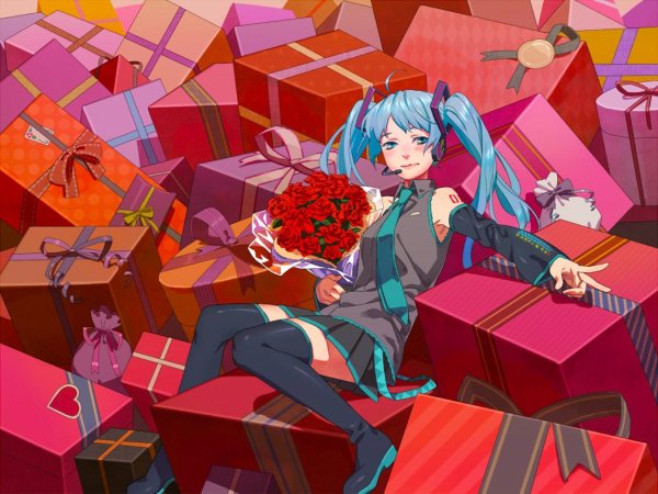 Аниме девушка с подарком