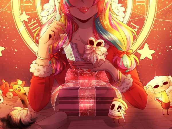 Девушка с подарком арт