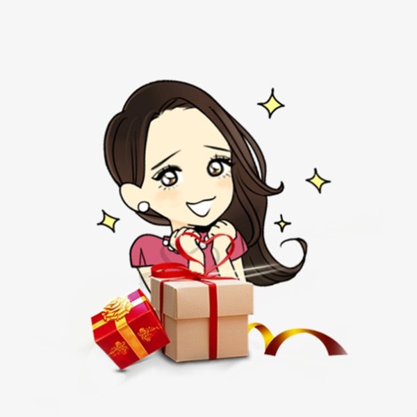 Девушка с подарком нарисованная