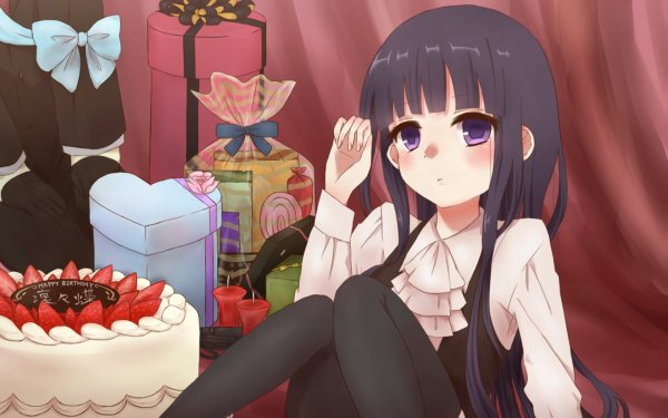 Аниме девушка с тортиком