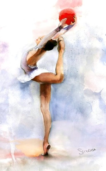 Гимнастка акварель