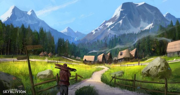Концепт арт фэнтези деревня