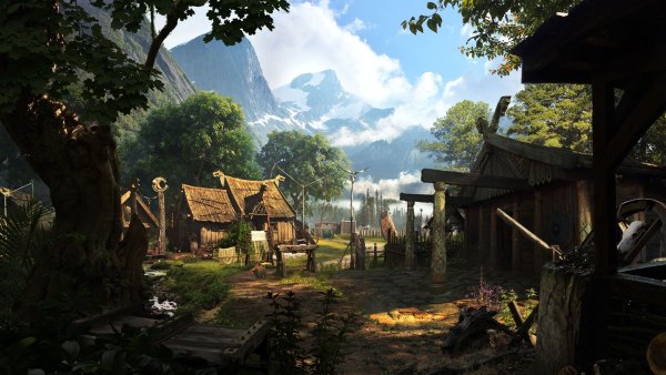 Поселение селение деревня фэнтези арт