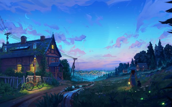 Фэнтези пейзажи деревень