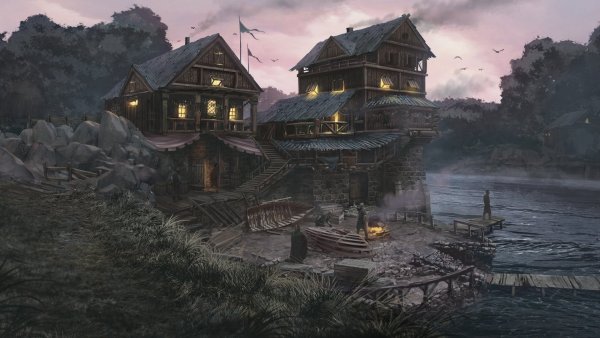 Поселение селение деревня фэнтези арт