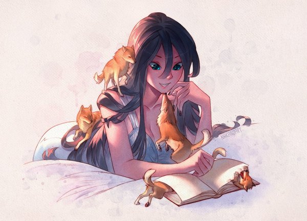 Девушка с книгой арт