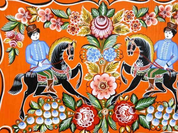 Городецкая роспись в Третьяковской галерее