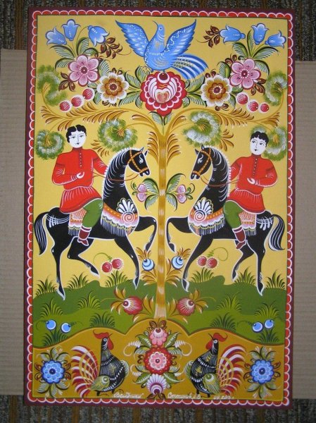 Городецкая роспись разживка