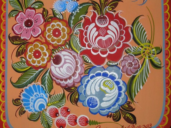 Городецкая роспись разживка