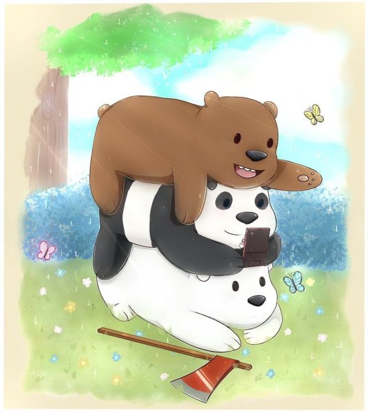 Три медведя белый коричневый и Панда