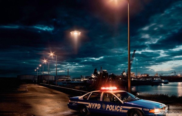 Полицейская машина ночью