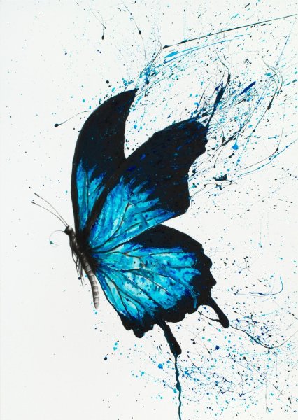 Бабочки синие живопись