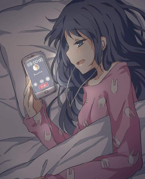 Девушка с телефоном арт