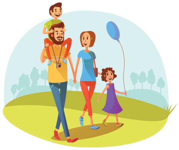 Семья на прогулке