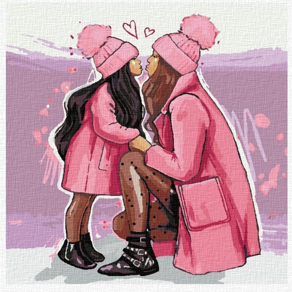 Модные иллюстрации мама и дочь