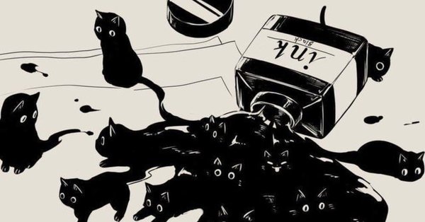 Много котов на черном фоне