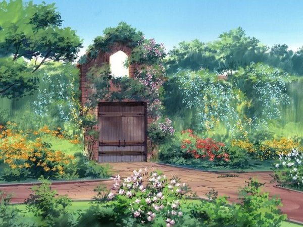 Сад с цветами аниме