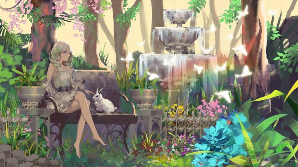 Девушка в саду арты