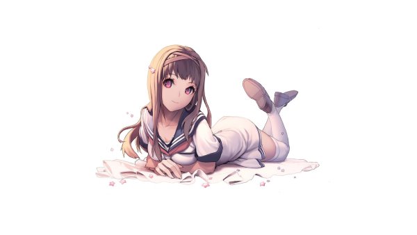 Аниме девушка на белом фоне