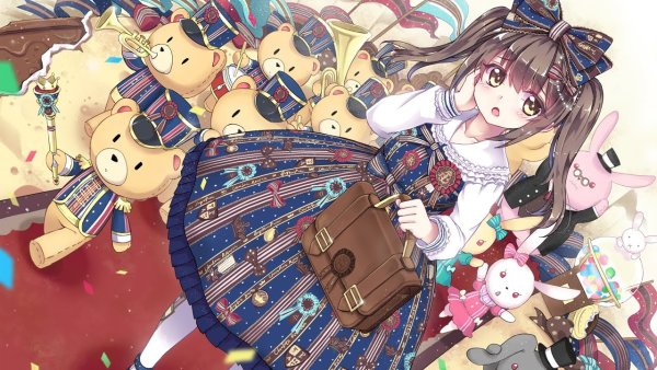 Аниме девушка с игрушкой