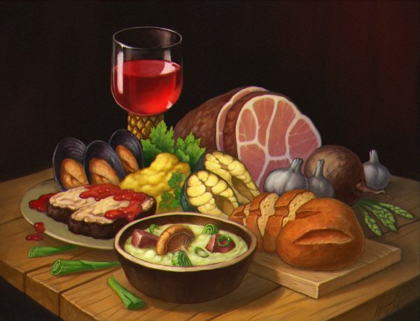 Арты еды на столе