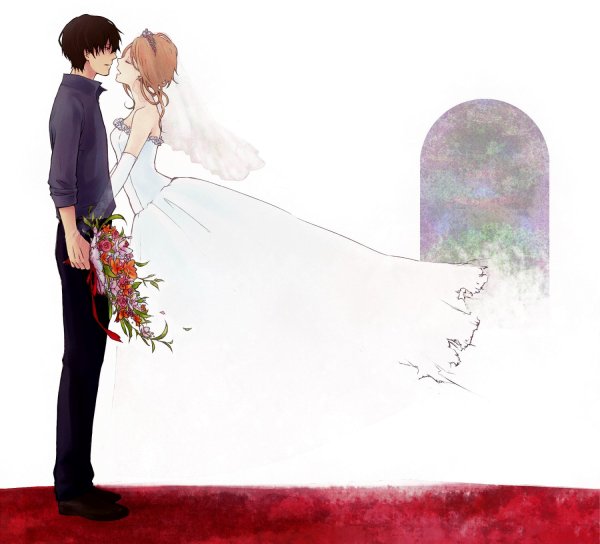 Аниме парень и девушка свадьба