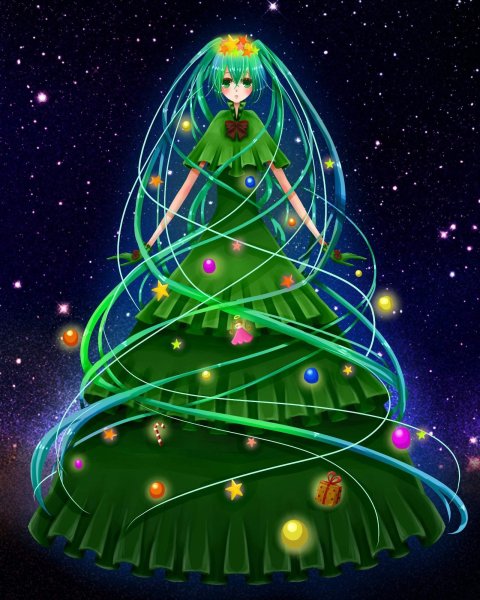 Новогодняя елка в стиле аниме