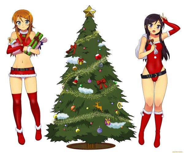 Новогодняя елка в стиле аниме