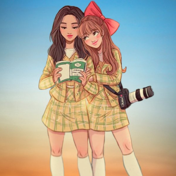 Подруги в мультяшном стиле