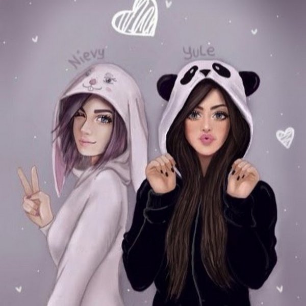 Две девочки нарисованные