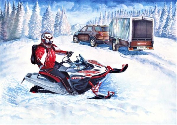 Снегоход рисунок