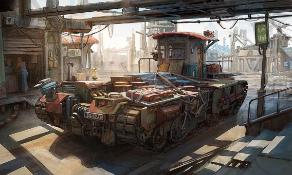 Дизельпанк постапокалипсис город арт