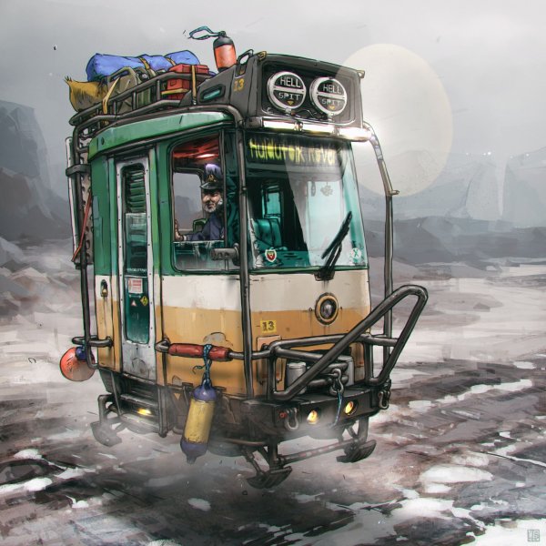 Художник: Алексей Бутырский осень трамвай