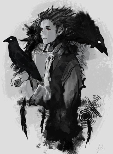Аниме парень ворон Тенгу