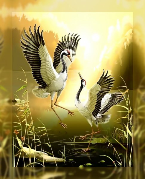 Китайская живопись Танцующие Журавли