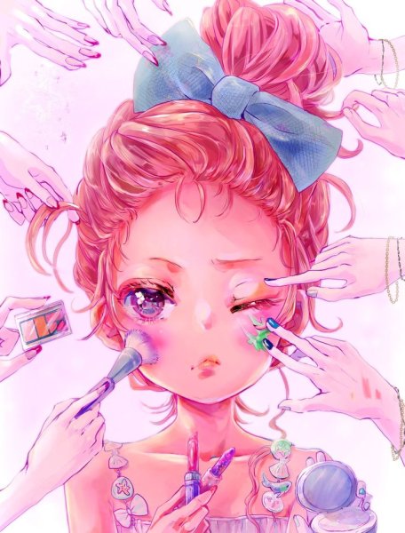 Девушка с косметикой арт
