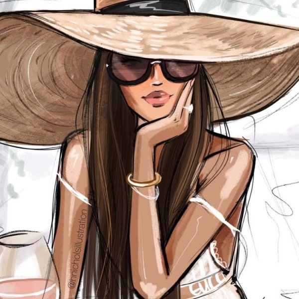 Модные нарисованные девушки