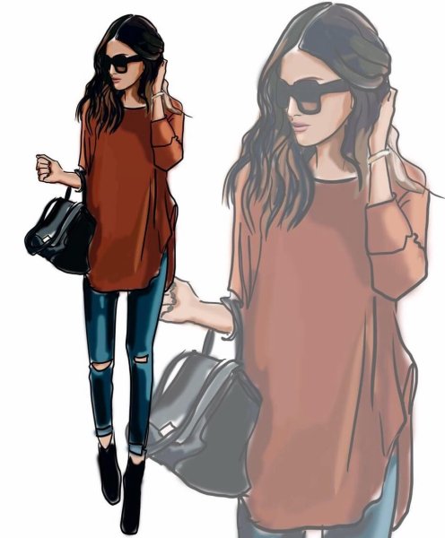 Модные нарисованные девушки