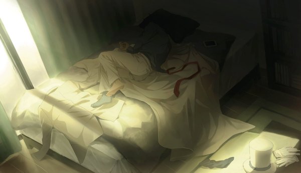 Аниме кровать ночью