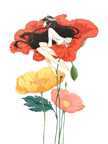 Девушка в цветах рисунок