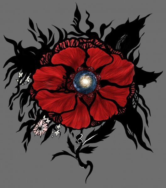 Красные цветы арт