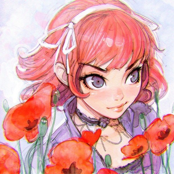 Девушка и маки арт