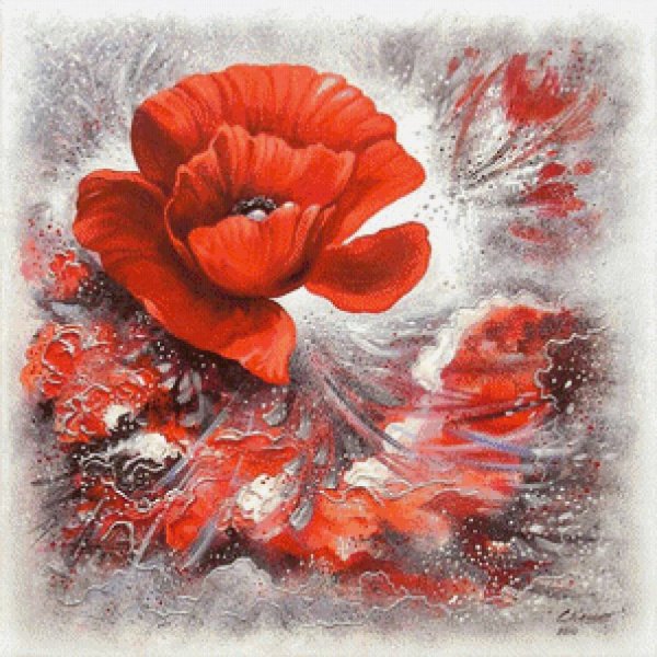 Картина красный цветок