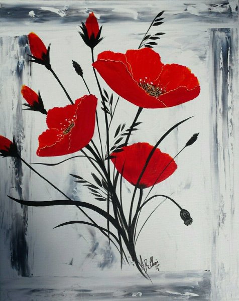 Маки акрилом на холсте