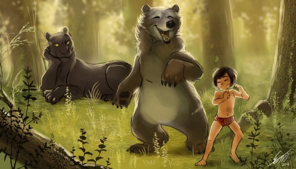 Маугли и Багира арт