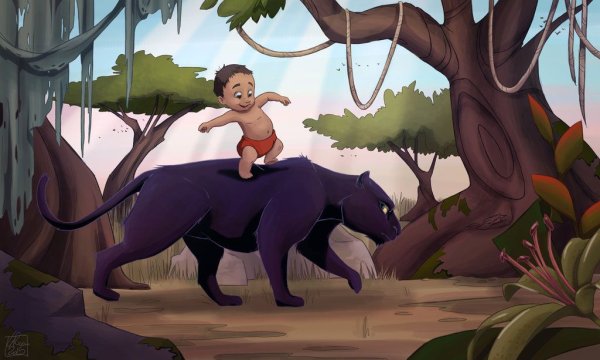 The Jungle book Bagheera and Mowgli
