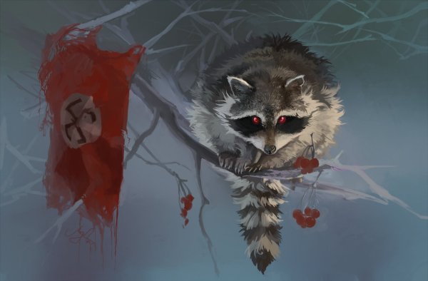 Енот в костюме арт